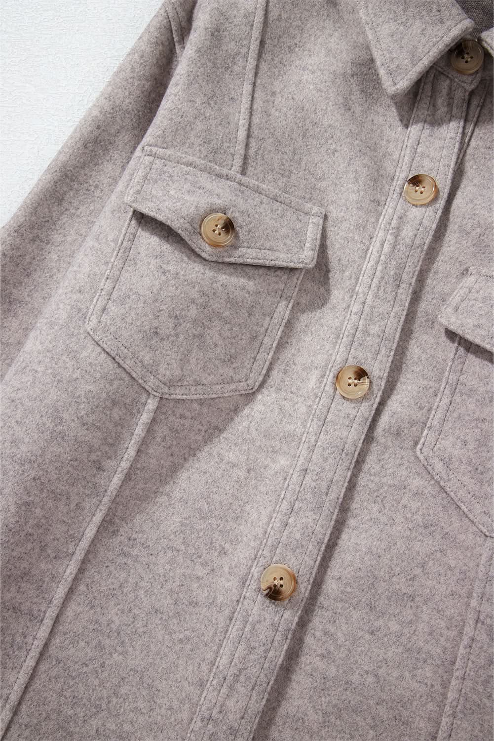 Light grey buttoned shacket with pockets - Love Salve